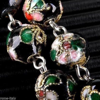 Black Cloisonne -Beads Rosary -Blessed By Pope -COA Parchment | Catholically