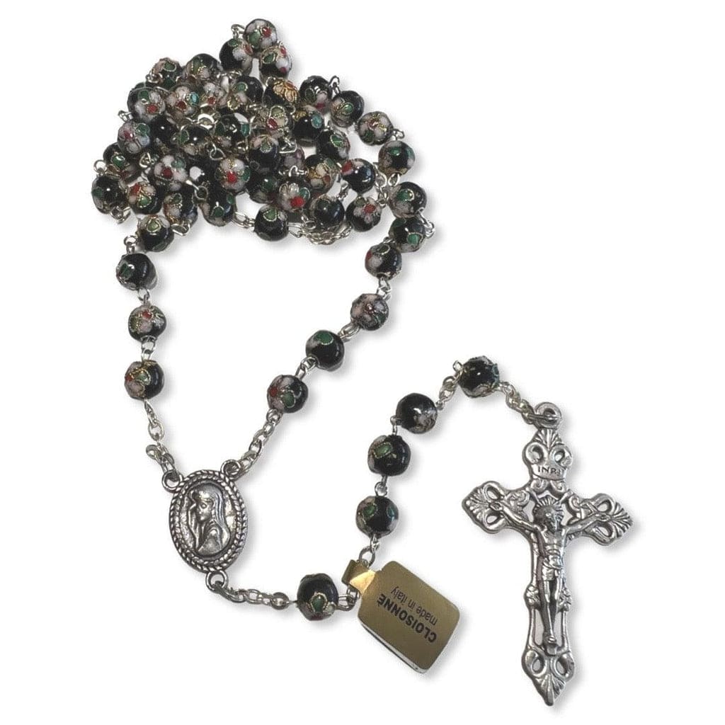 Black Cloisonne Rosary - Catholic Prayer Beads - Blessed by Pope | Catholically