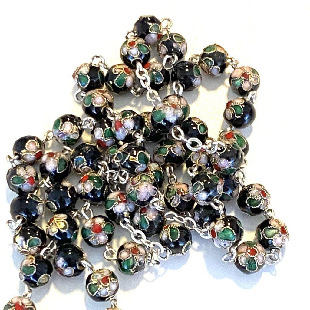 Black Cloisonne Rosary -St. John Paul II -JPII w/ Relic Medal -Blessed | Catholically