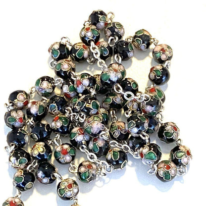 Black Cloisonne Rosary -St. John Paul II -JPII w/ Relic Medal -Blessed | Catholically