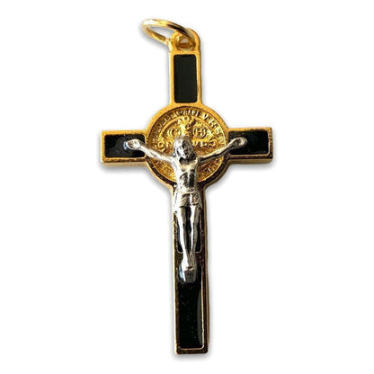 Black Cross St. Benedict - Tiny Pendant - Rosary Parts - Crucifix | Catholically