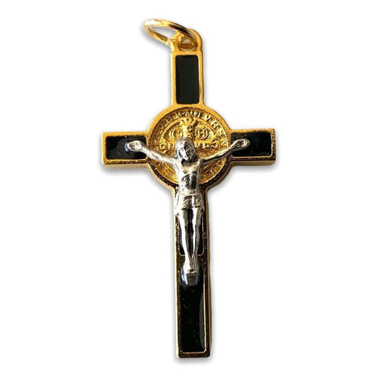 Black Cross St. Benedict - Tiny Pendant - Rosary Parts - Crucifix | Catholically
