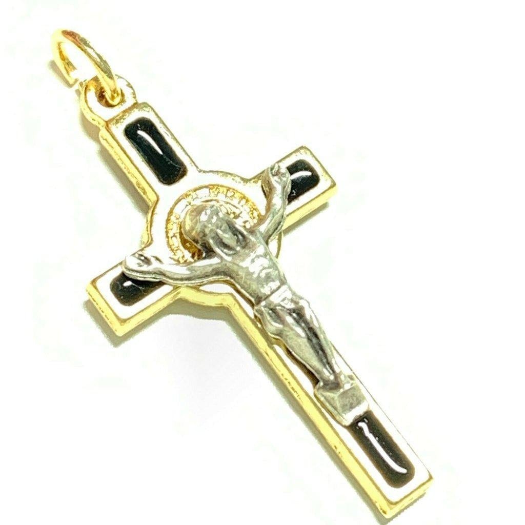 Black Cross St. Benedict - Tiny Pendant - Rosary Parts - Crucifix | Catholically
