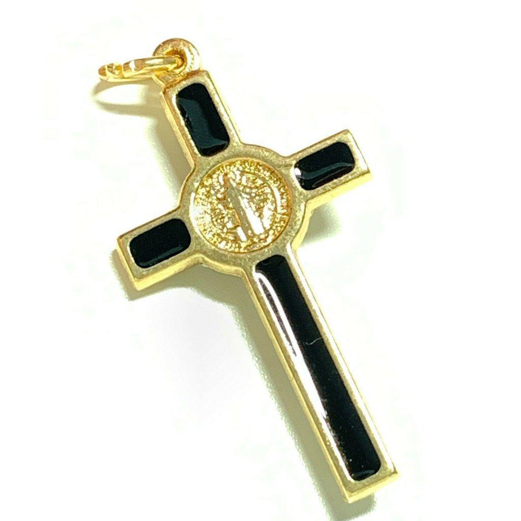 Black Cross St. Benedict - Tiny Pendant - Rosary Parts - Crucifix | Catholically