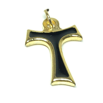 Black Tau Cross Blessed By Pope  - Medal - Pax Et Bonum Franciscan Crucifix | Catholically