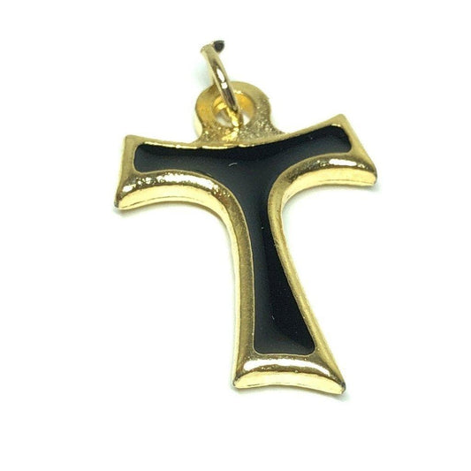 Black Tau Cross Blessed By Pope  - Medal - Pax Et Bonum Franciscan Crucifix | Catholically
