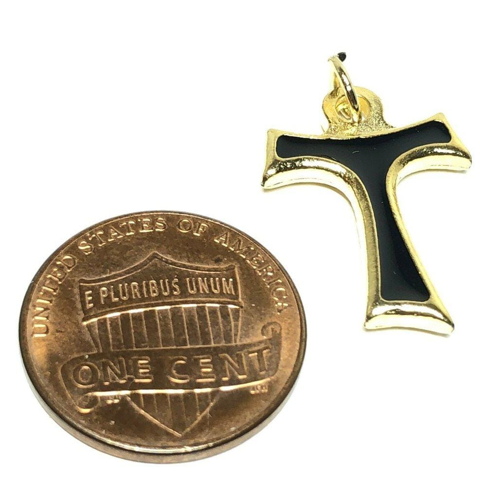Black Tau Cross Blessed By Pope  - Medal - Pax Et Bonum Franciscan Crucifix | Catholically