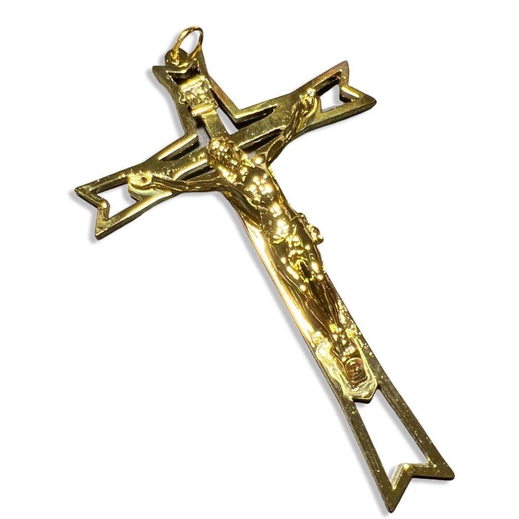 Blessed by Pope - 5 1/4" Golden Cross - Wall Crucifix | Catholically