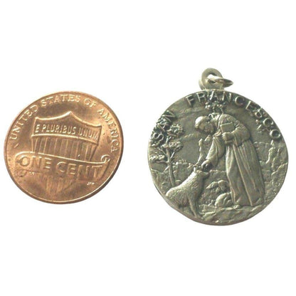 Blessed By Pope - St. Francis & Wolf Franciscan Medal - Franciscan Pendant Charm | Catholically