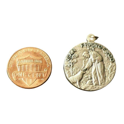 Blessed By Pope - St. Francis & Wolf Franciscan Medal - Franciscan Pendant Charm | Catholically