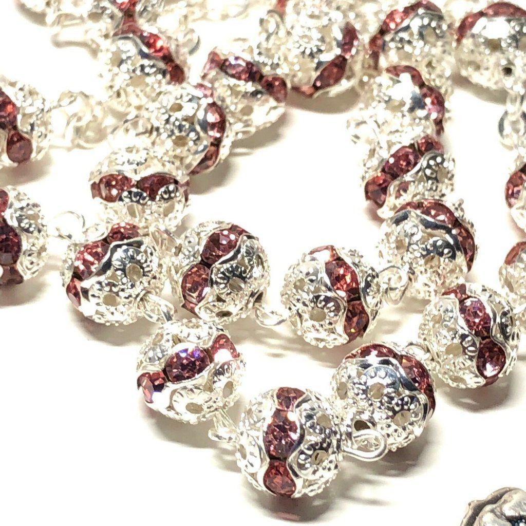 Blessed Virgin Mary - Pink Bohemian Crystal Rosary Rhinestone Blessed By Pope | Catholically