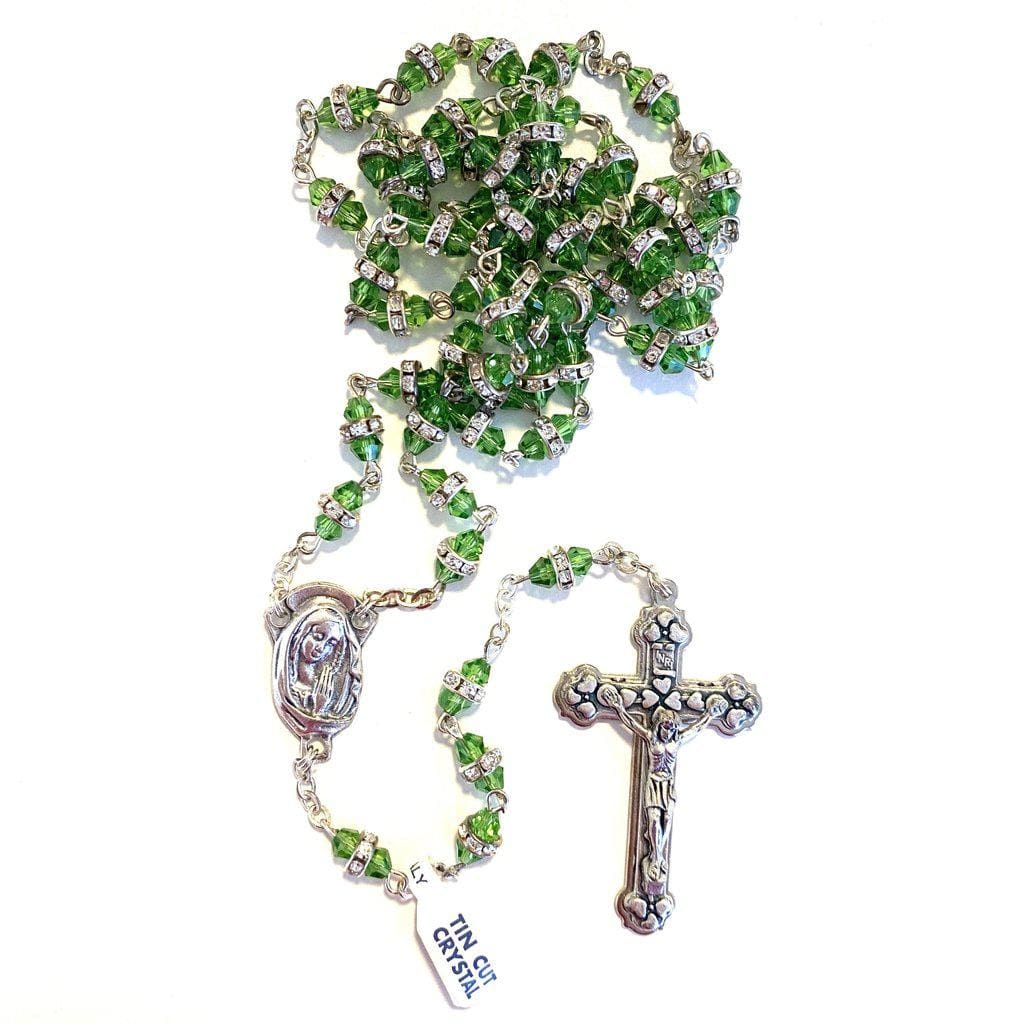 Blessed Virgin Mary - Shiny Crystal Rosary - Rhinestone - Blessed By Pope | Catholically