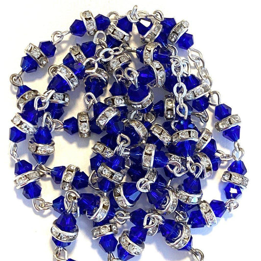 Blessed Virgin Mary - Shiny Crystal Rosary - Rhinestone - Blessed By Pope | Catholically