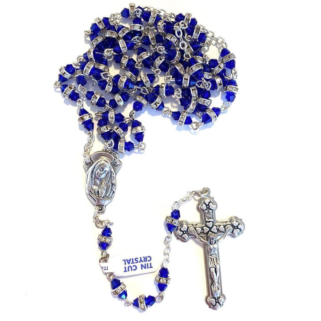 Blessed Virgin Mary - Shiny Crystal Rosary - Rhinestone - Blessed By Pope | Catholically