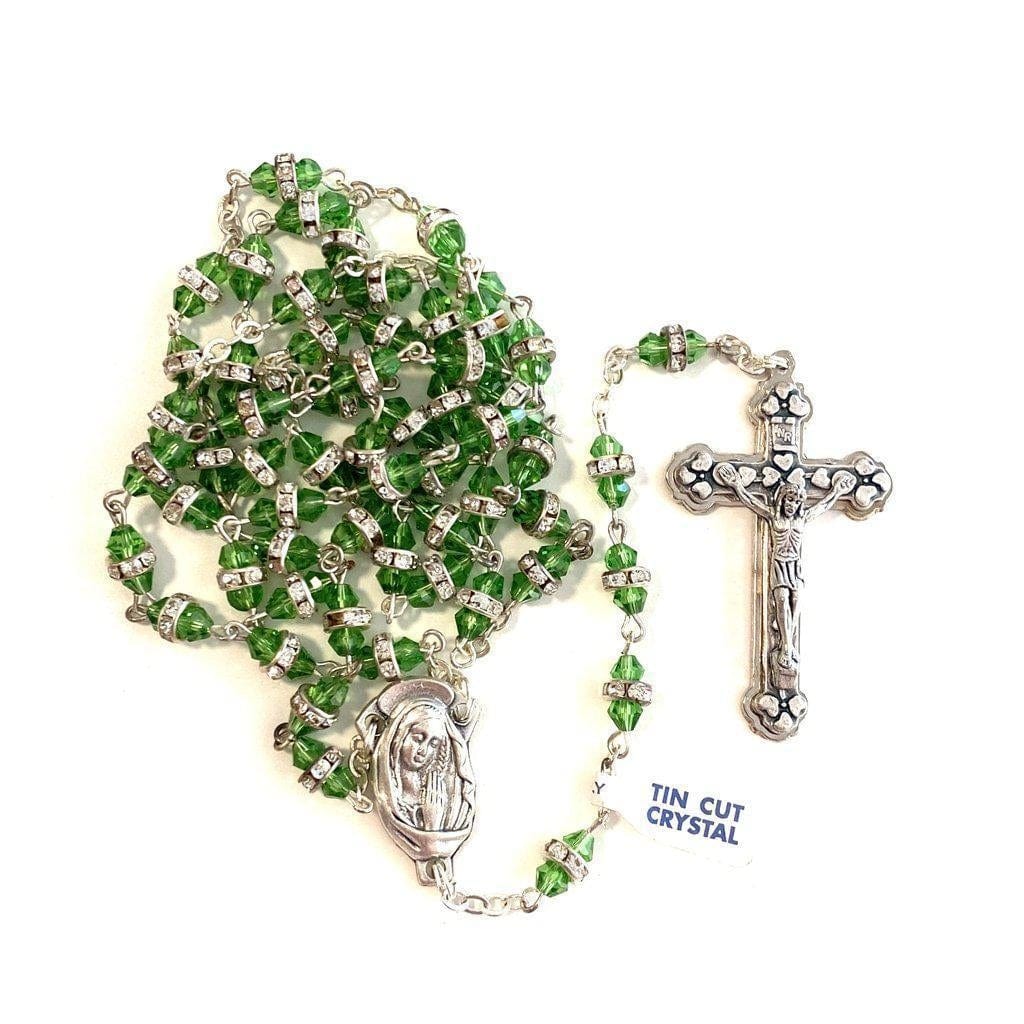 Blessed Virgin Mary - Shiny Crystal Rosary - Rhinestone - Blessed By Pope | Catholically