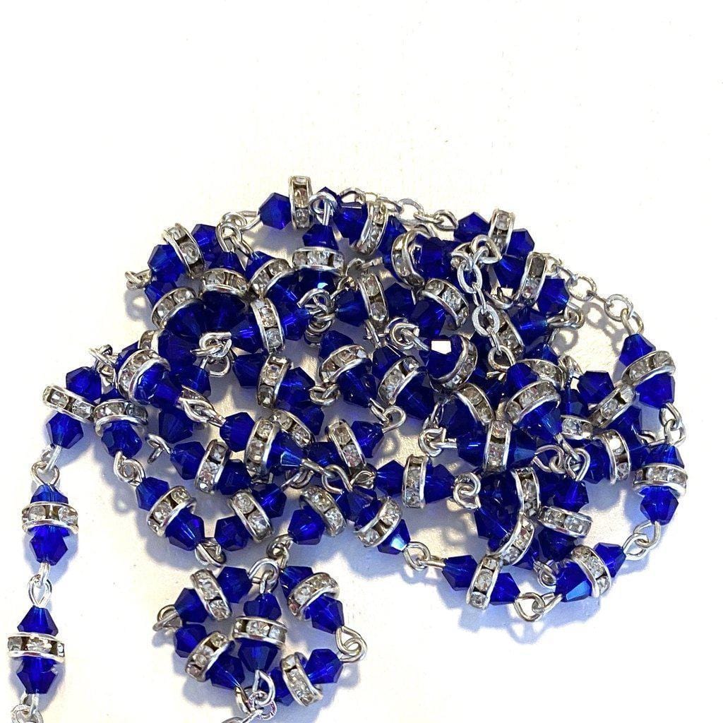 Blessed Virgin Mary - Shiny Crystal Rosary - Rhinestone - Blessed By Pope | Catholically