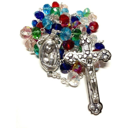 Blessed Virgin Mary -Sparkling Crystal Rosary -Praying Beads -Blessed By Pope | Catholically