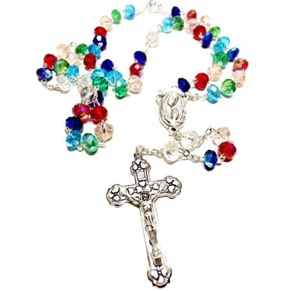 Blessed Virgin Mary -Sparkling Crystal Rosary -Praying Beads -Blessed By Pope | Catholically