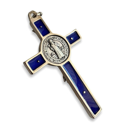Blue 3" St. Benedict Crucifix - Exorcism - Cross - Blessed By Pope | Catholically