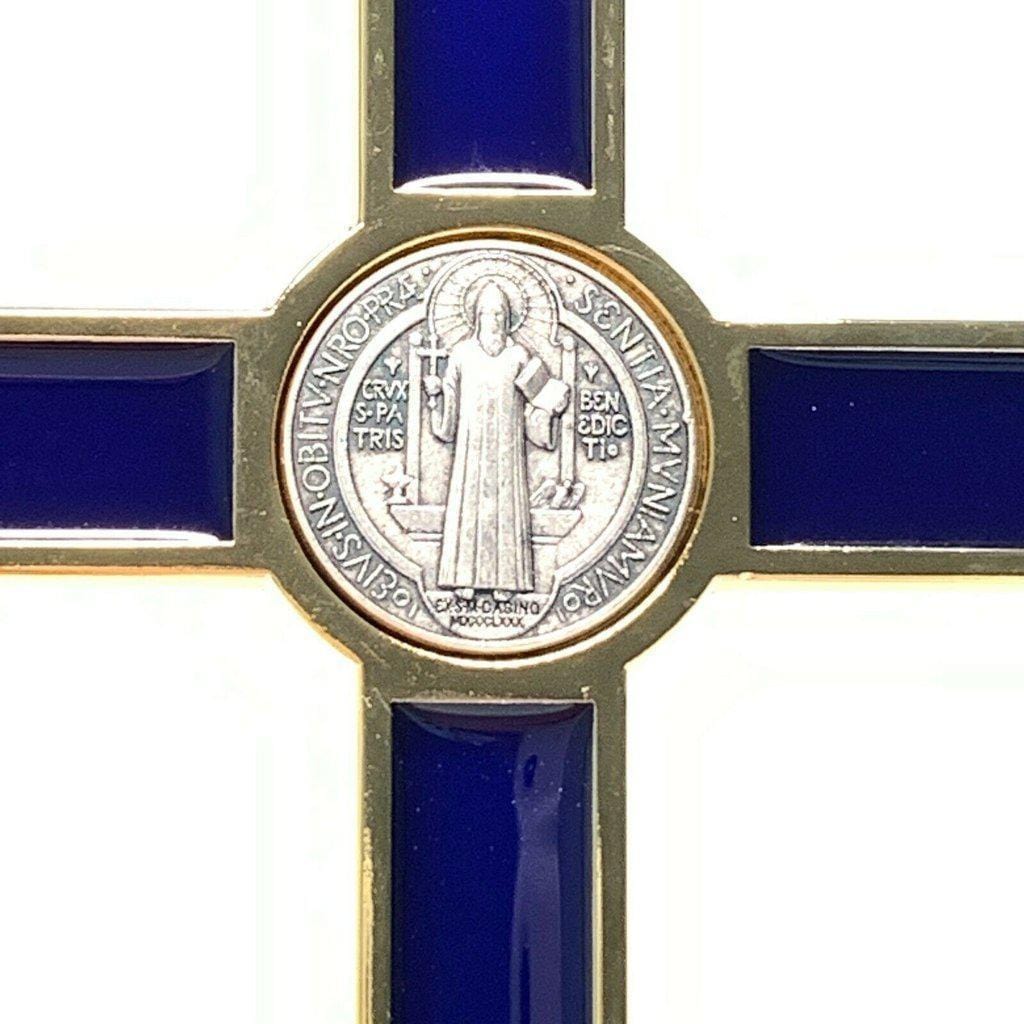 Blue 5" St. Benedict Cross Crucifix -Exorcism -Saint -Blessed -San Benito | Catholically