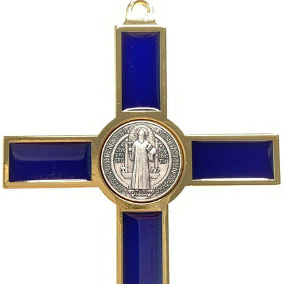 Blue 5" St. Benedict Cross Crucifix -Exorcism -Saint -Blessed -San Benito | Catholically