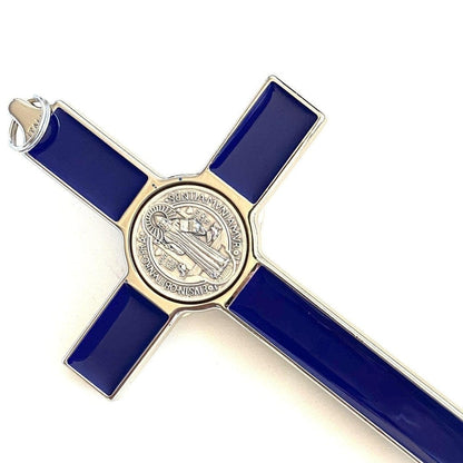 Blue 7.5" St. Benedict Cross Crucifix -Exorcism cross -Blessed -San Benito | Catholically