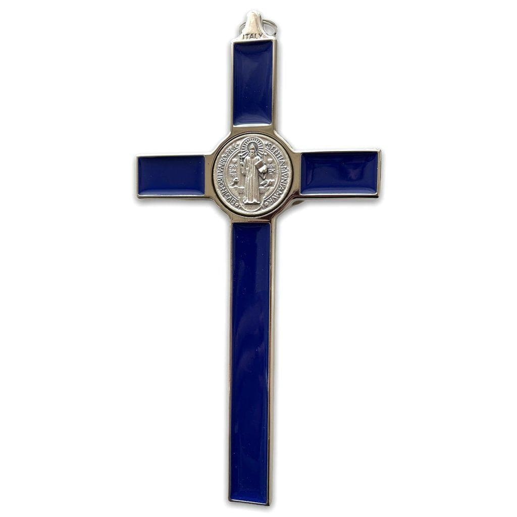 Blue 7.5" St. Benedict Cross Crucifix -Exorcism cross -Blessed -San Benito | Catholically
