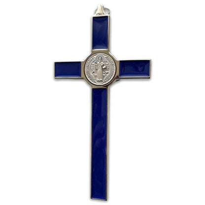 Blue 7.5" St. Benedict Cross Crucifix -Exorcism cross -Blessed -San Benito | Catholically