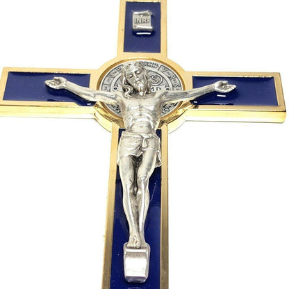 Blue 7.5" St. Benedict Cross Crucifix -Exorcism -Saint -Blessed -San Benito | Catholically