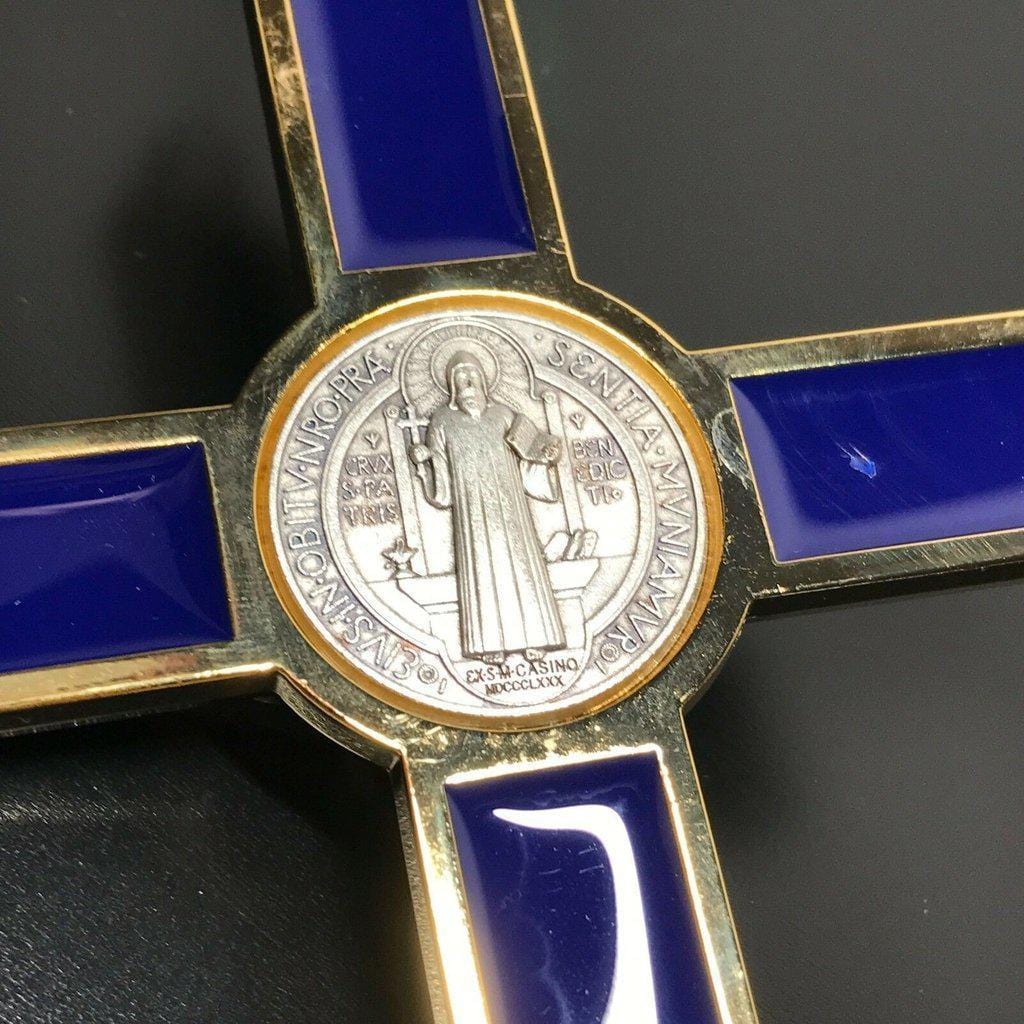 Blue 7.5" St. Benedict Cross Crucifix -Exorcism -Saint -Blessed -San Benito | Catholically