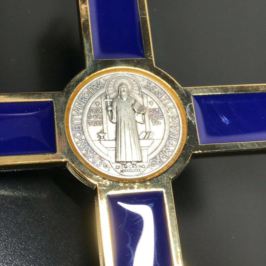 Blue 7.5" St. Benedict Cross Crucifix -Exorcism -Saint -Blessed -San Benito | Catholically