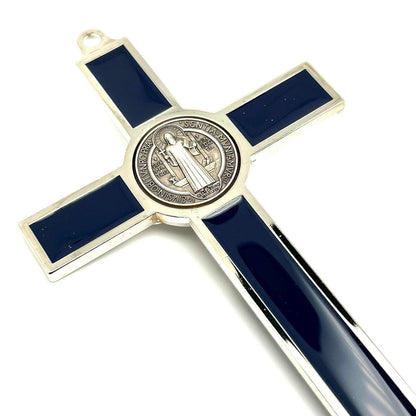 Blue 7.5" St. Benedict Cross Crucifix -Exorcism -Saint -Blessed -San Benito | Catholically