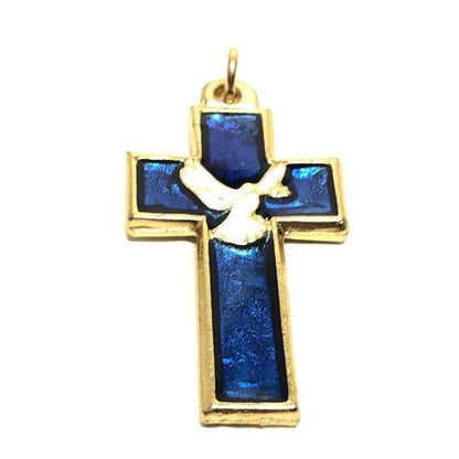 Blue Chi-Rho Dove Cross - Brass & Enamel Crucifix - Blessed By Pope | Catholically