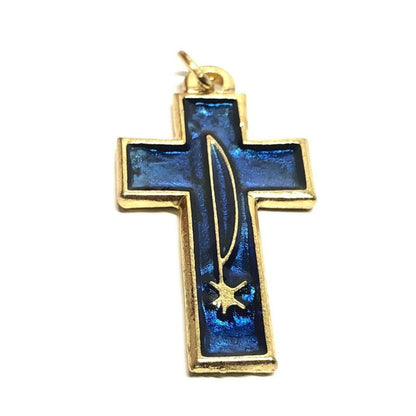 Blue Chi-Rho Dove Cross - Brass & Enamel Crucifix - Blessed By Pope | Catholically