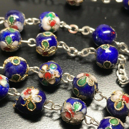 Blue Cloisonne - Christian Rosary Blessed By Pope - Prayer Beads - Rosario | Catholically