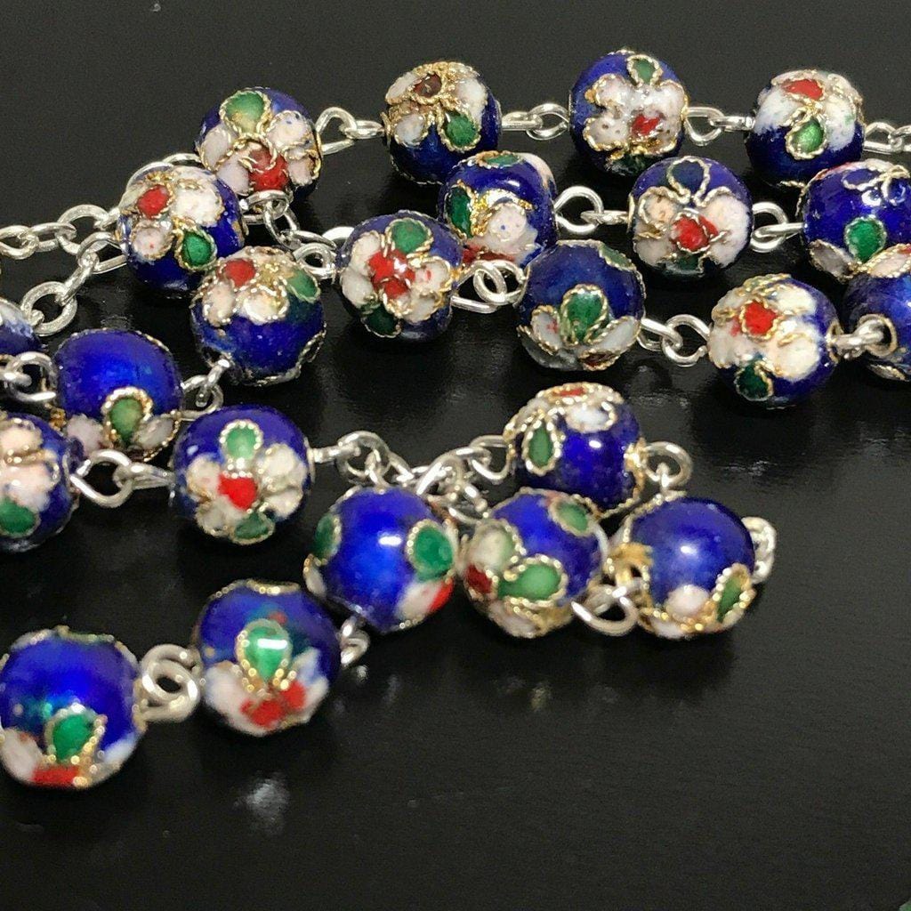 Blue Cloisonne - Christian Rosary Blessed By Pope - Prayer Beads - Rosario | Catholically