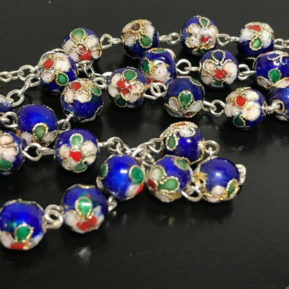 Blue Cloisonne - Christian Rosary Blessed By Pope - Prayer Beads - Rosario | Catholically