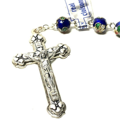 Blue Cloisonne Rosary Blessed By Pope - Prayer Beads | Catholically
