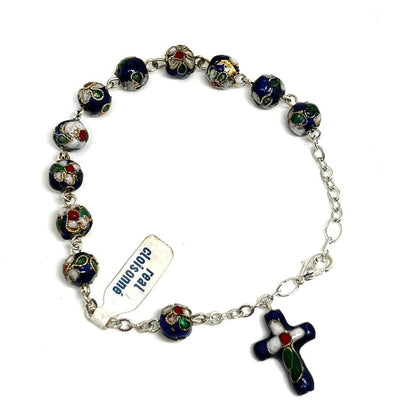 Blue Cloisonne Rosary Bracelet  Blessed By Pope On Request | Catholically