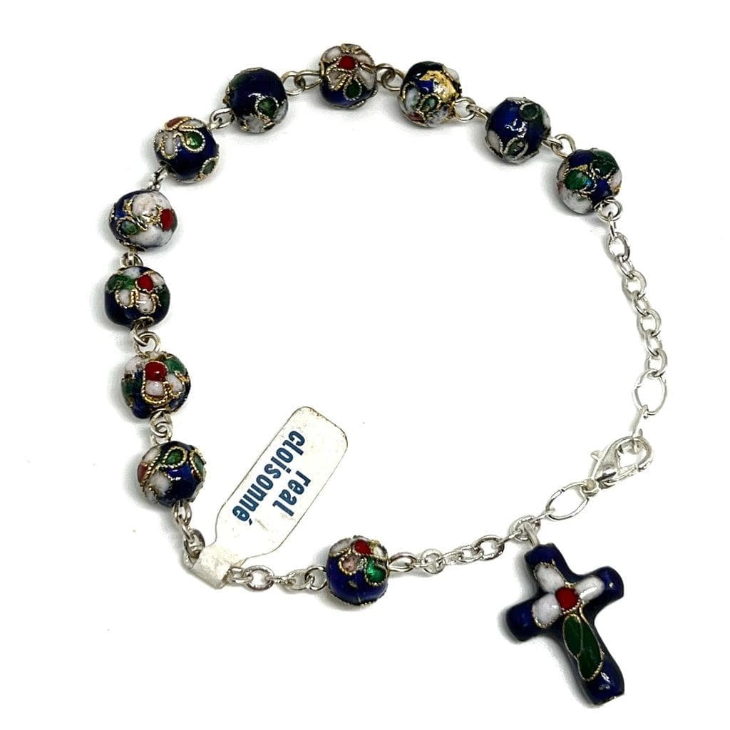 Blue Cloisonne Rosary Bracelet  Blessed By Pope On Request | Catholically