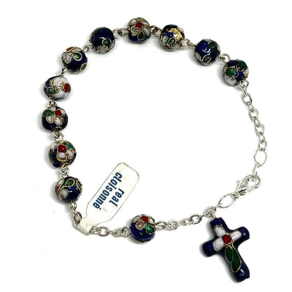 Blue Cloisonne Rosary Bracelet  Blessed By Pope On Request | Catholically