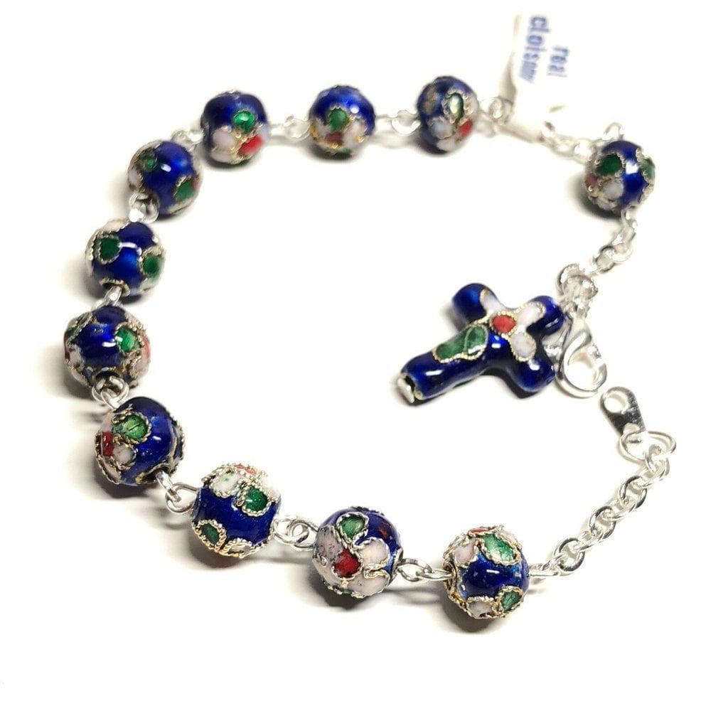 Blue Cloisonne Rosary Bracelet  Blessed By Pope On Request | Catholically