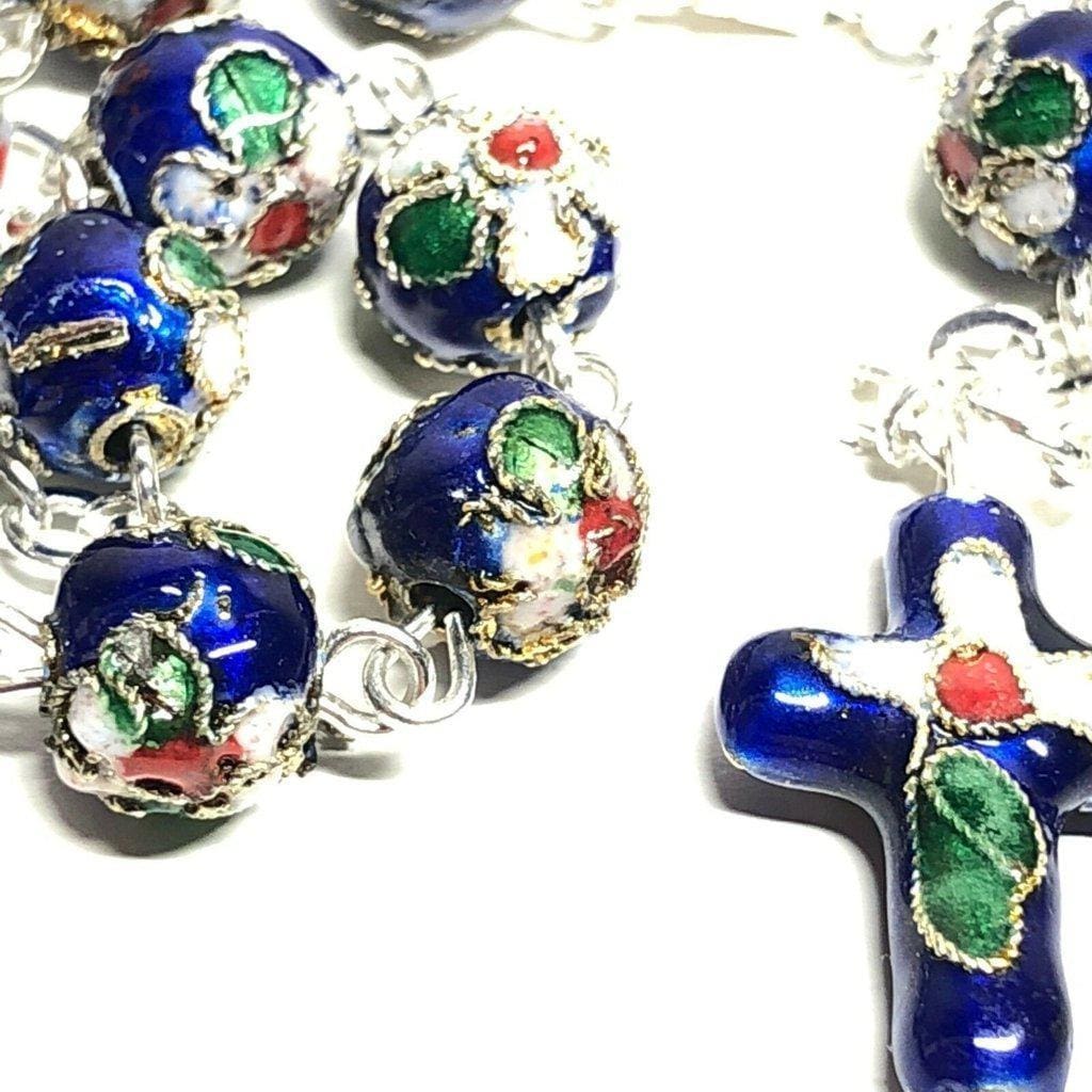 Blue Cloisonne Rosary Bracelet  Blessed By Pope On Request | Catholically