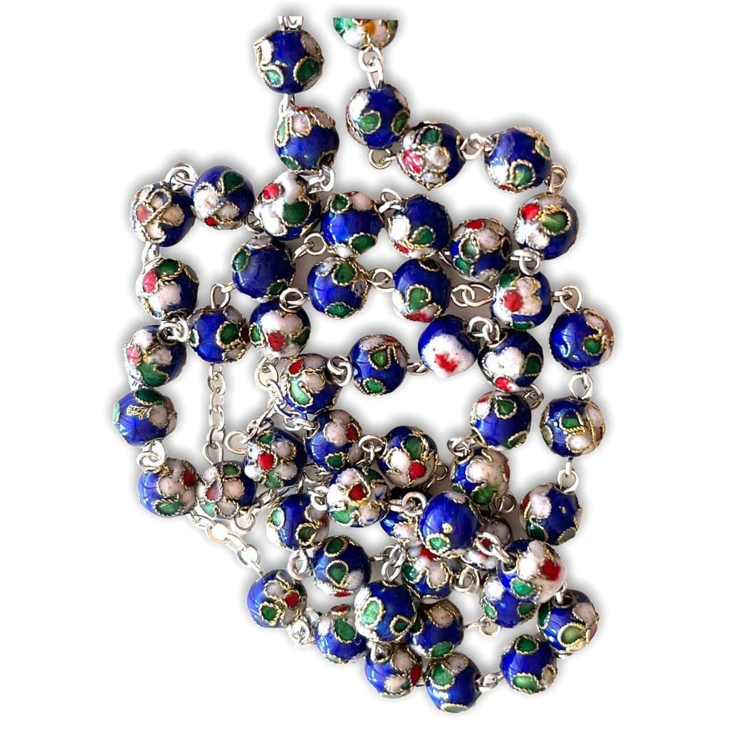 Blue Cloisonne Rosary -St.John Paul II - JPII w/ Relic Medal | Catholically