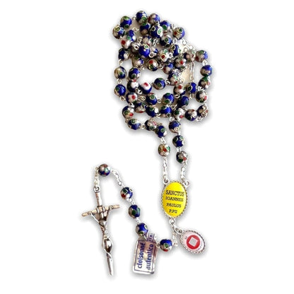Blue Cloisonne Rosary -St.John Paul II - JPII w/ Relic Medal | Catholically