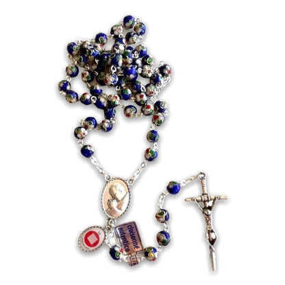 Blue Cloisonne Rosary -St.John Paul II - JPII w/ Relic Medal | Catholically