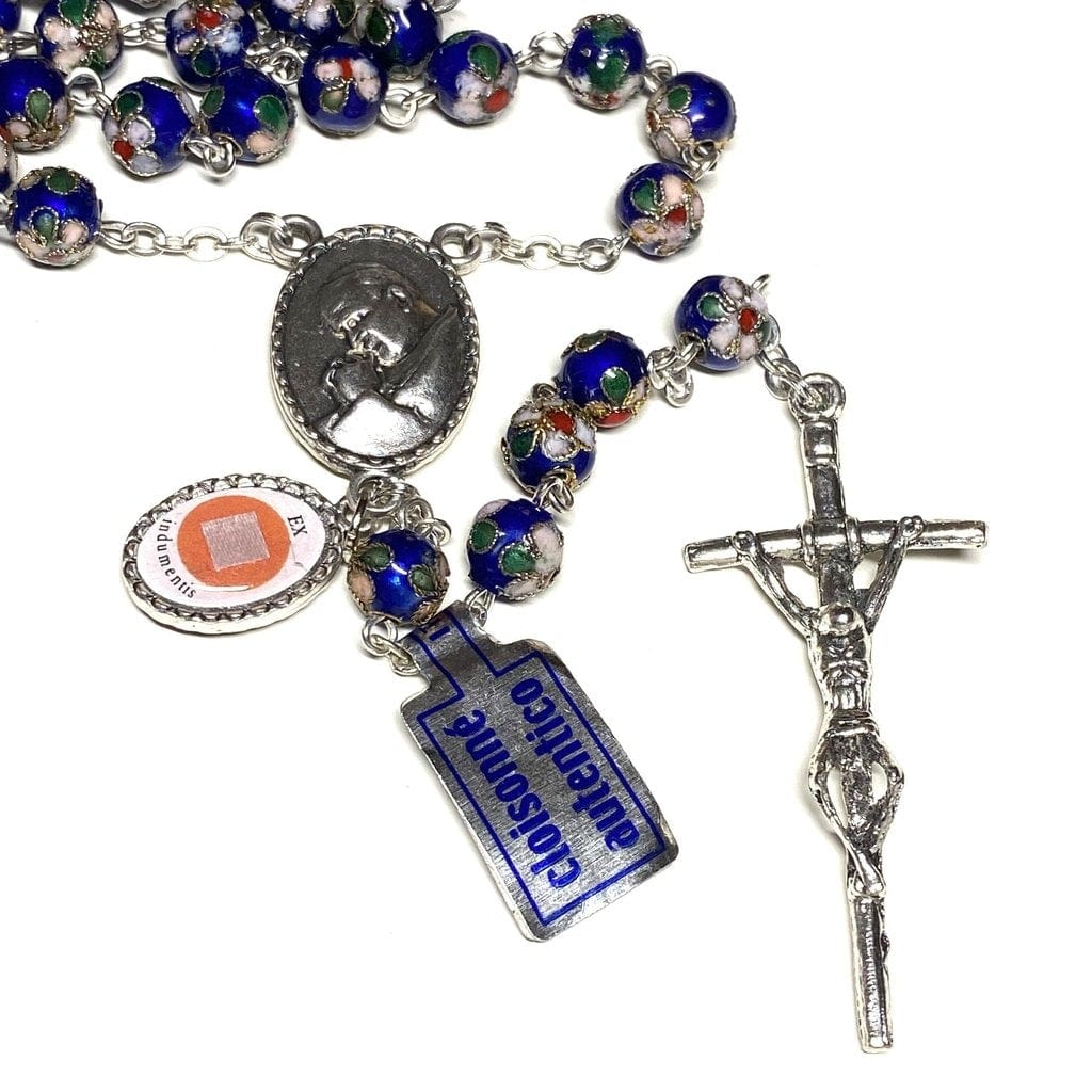 Blue Cloisonne Rosary -St.John Paul II - JPII w/ Relic Medal | Catholically