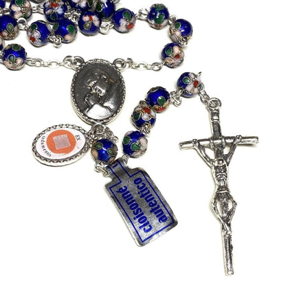 Blue Cloisonne Rosary -St.John Paul II - JPII w/ Relic Medal | Catholically