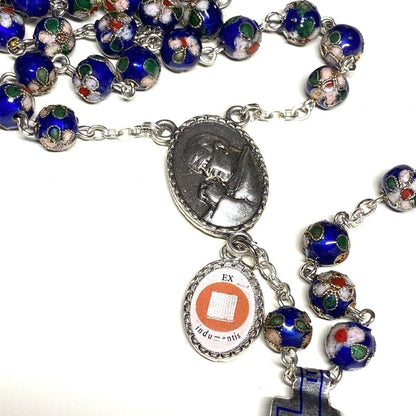 Blue Cloisonne Rosary -St.John Paul II - JPII w/ Relic Medal | Catholically