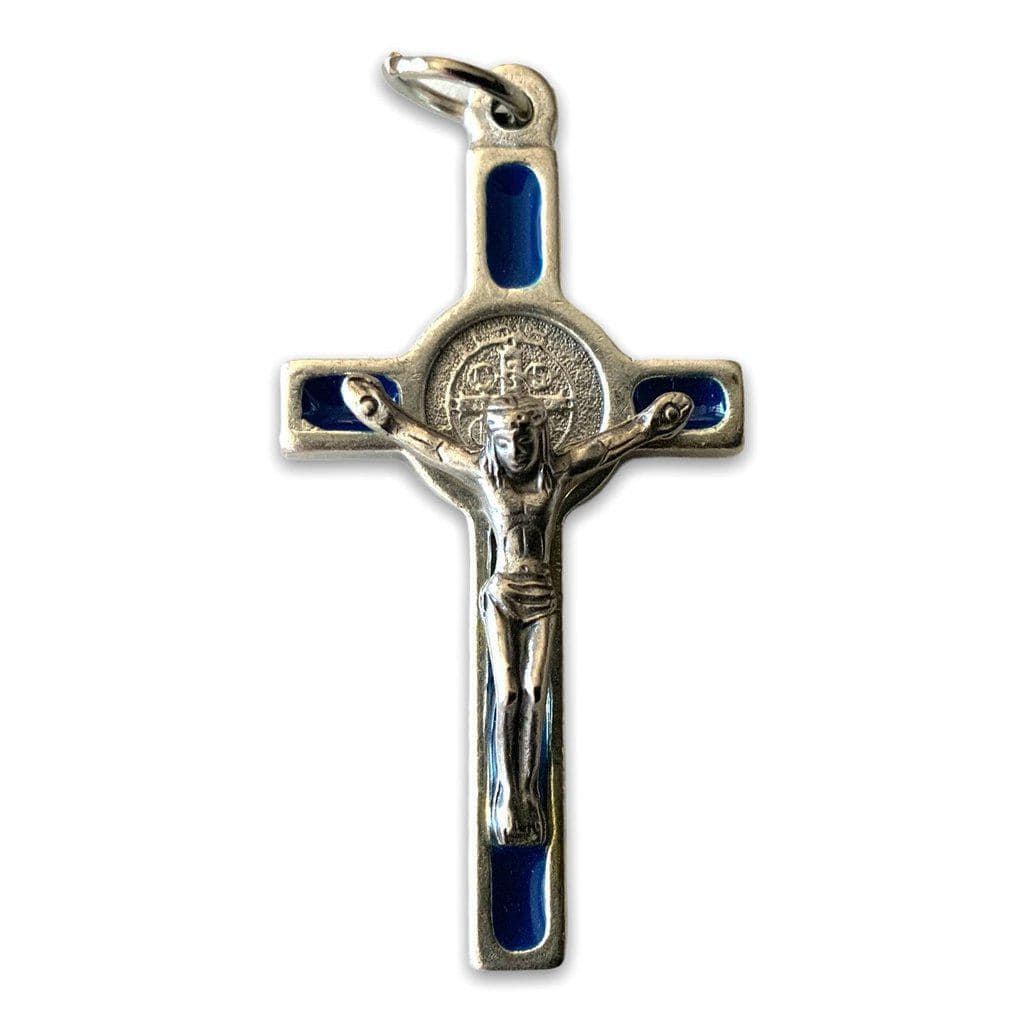 Blue Cross St. Benedict - Tiny Pendant - Rosary Parts - Crucifix | Catholically